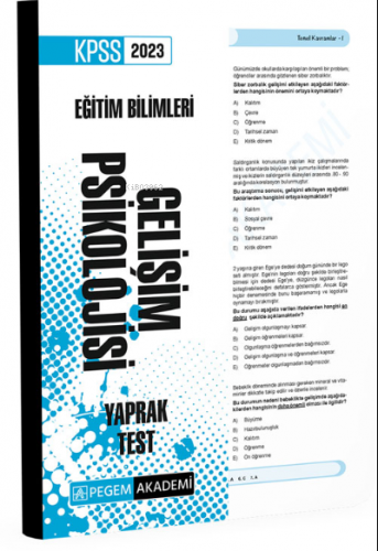 2023 KPSS Eğitim Bilimleri Gelişim Psikolojisi Yaprak Test Kolektif