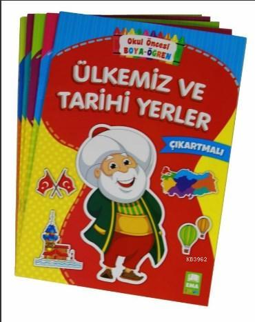 Okul Öncesi Boya Öğren Seti Çıkartmalı 5 Kitap